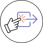 Icon showing a hand clicking a submit button